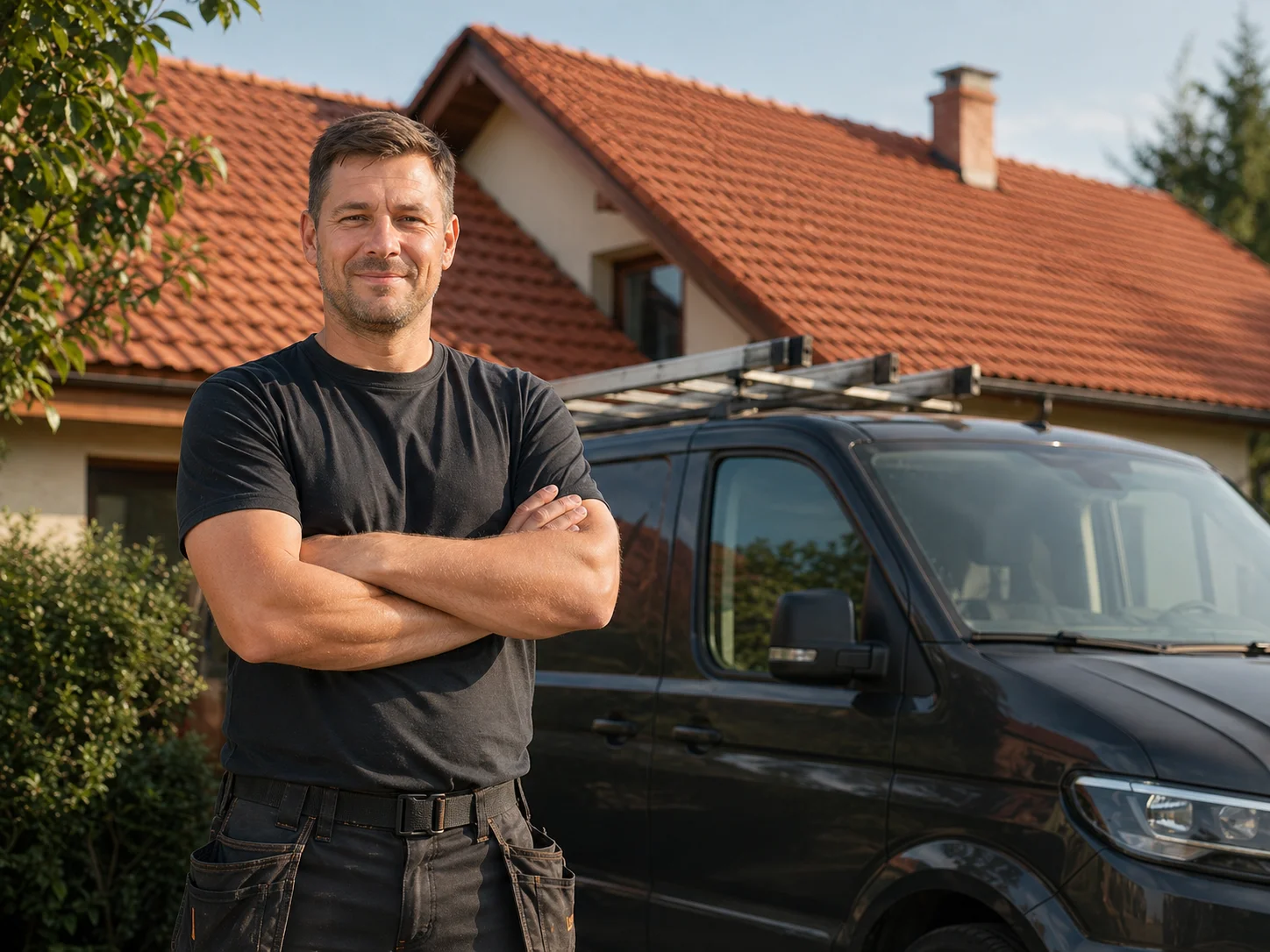 Varga Krisztián, a Szabó Tetőfedő szakembere munka közben
