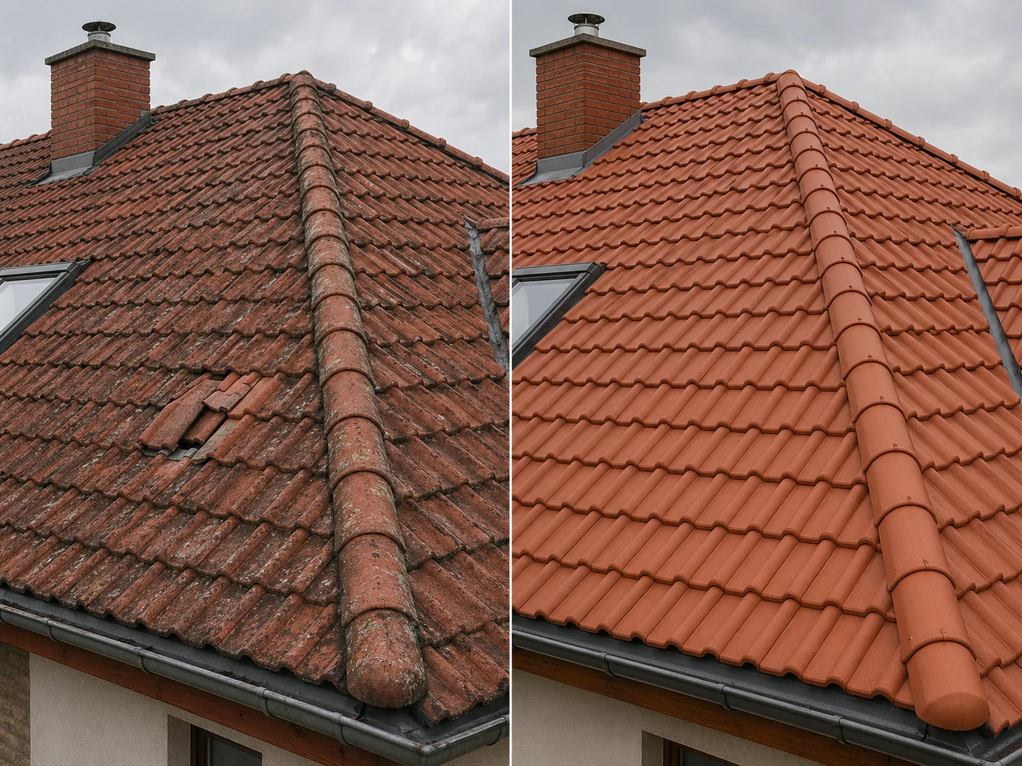 Tetőjavítás – előtte / utána